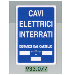 CARTELLO CAVI ELETTRICI INTERRATI ALLUMINIO 20X30 CM