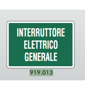 CARTELLO ALLUMINIO INTERRUTTORE ELETTRICO GENERALE