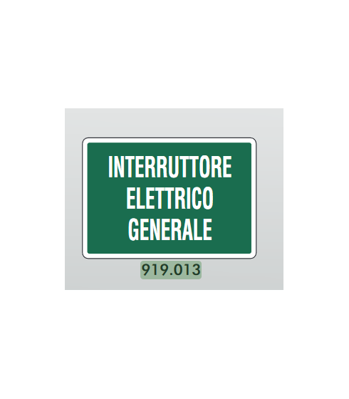 CARTELLO ALLUMINIO INTERRUTTORE ELETTRICO GENERALE