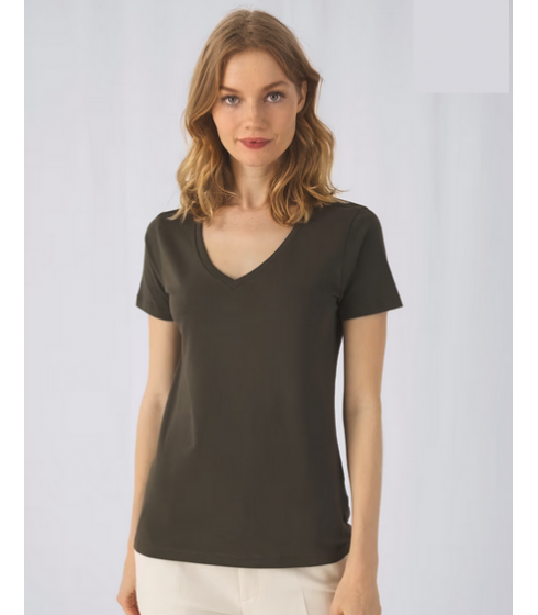 T-SHIRT TOP TEXT MODELO INSPIRE IN COTONE BIO SCOLLO A V