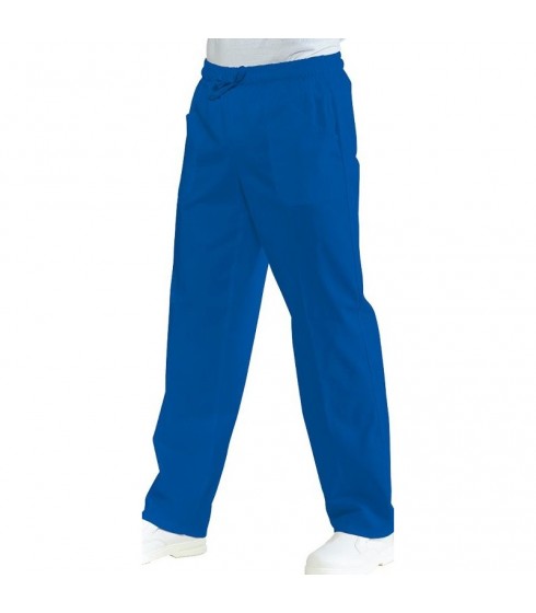 PANTALONE ISACCO CON ELASTICO AZZURRO IN COTONE